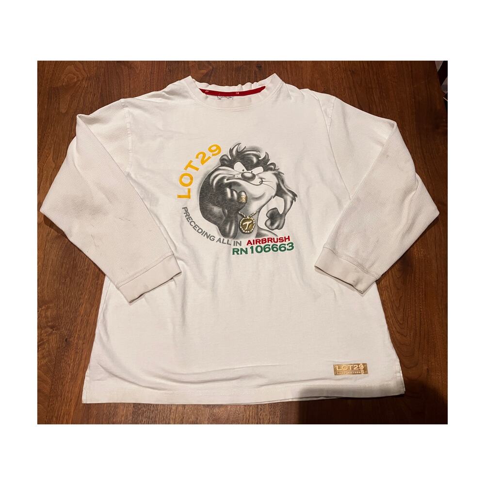 LOT29 Luxe‎ Looney Tunes Tasmanian Devil Graphic Long Sleeve Shirt XL *read*